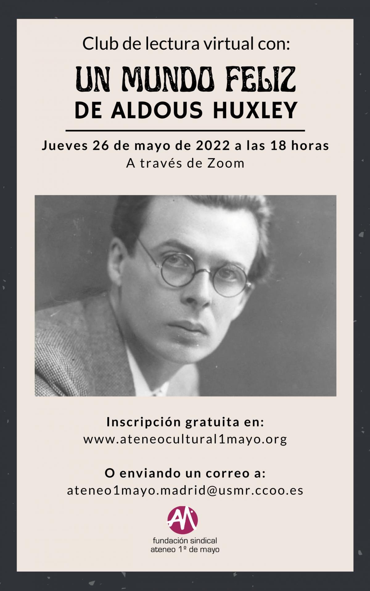 Cartel Club de lectura Un mundo feliz de Aldous Huxley